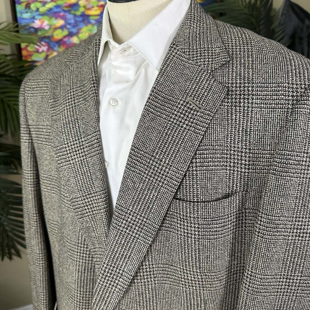 Tommy Hilfiger Men 46L sport coat Vintage 90s Hounds tooth Plaid Pristine